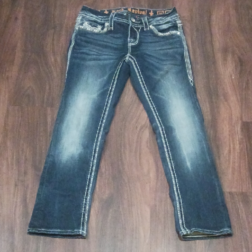 Rock Revival Indigo Jeans with Contrast Stitching